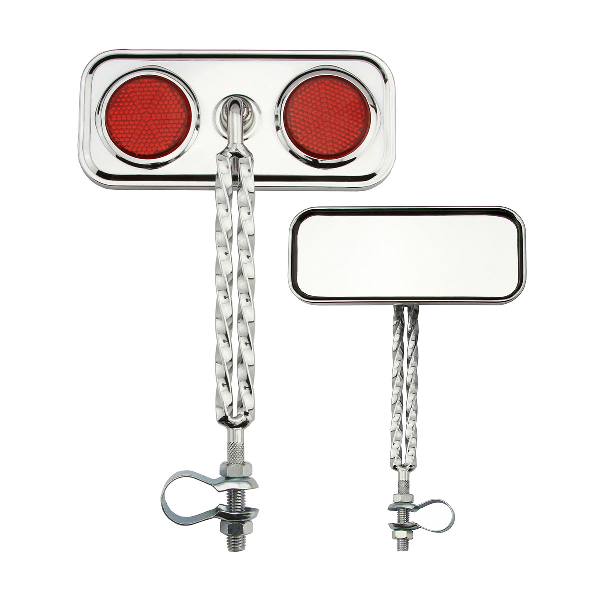 Rectangle Double Square Twisted Mirror Chrome Red...